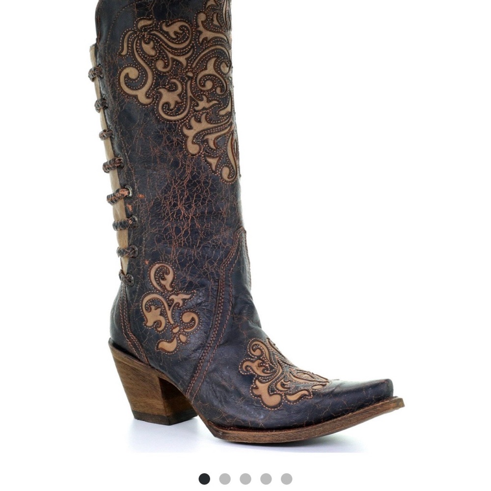 Corral Tan and Black Leather Cowboy Boots